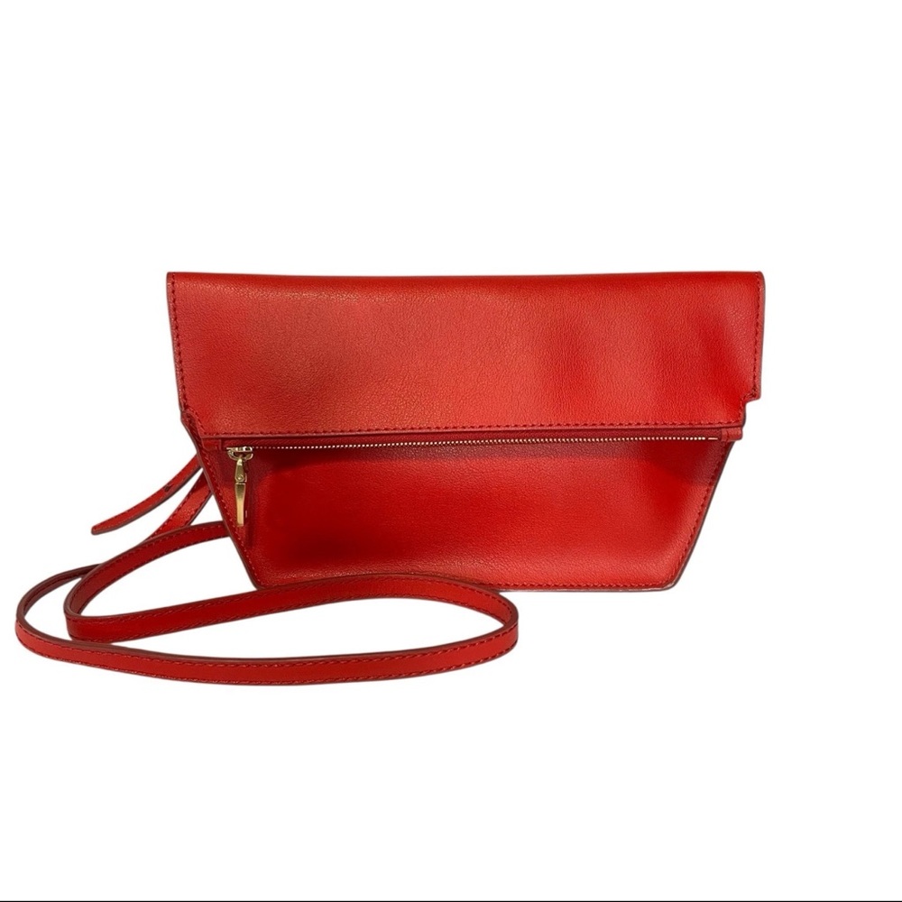 J. Crew Red Leather Bennett Crossbody Bag Magnetic Flap Purse Handbag